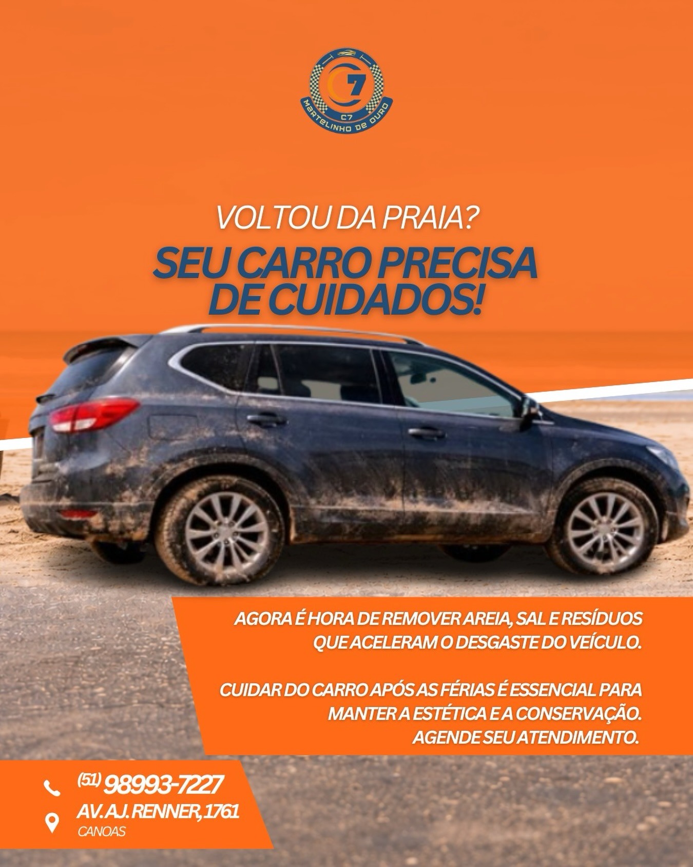 Voltou da praia? Remoção de areia, sal e resíduos do veículo